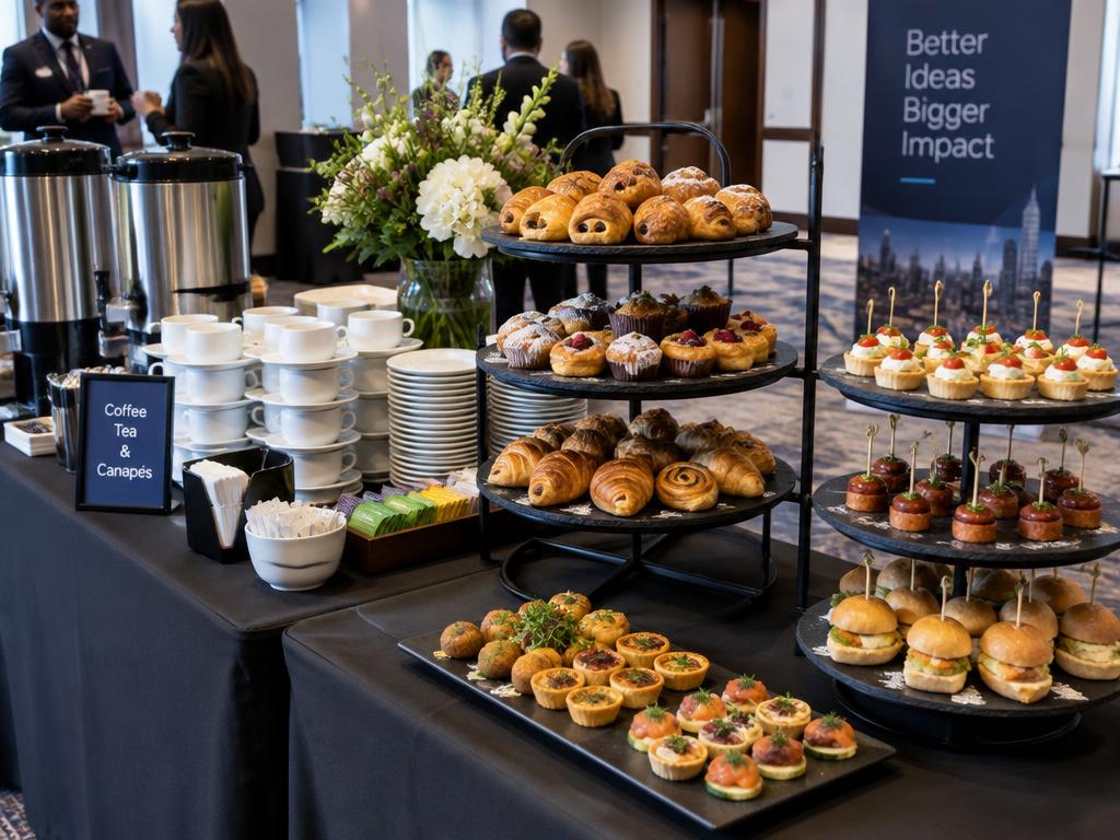 Coffee and canapé break station at a business event
