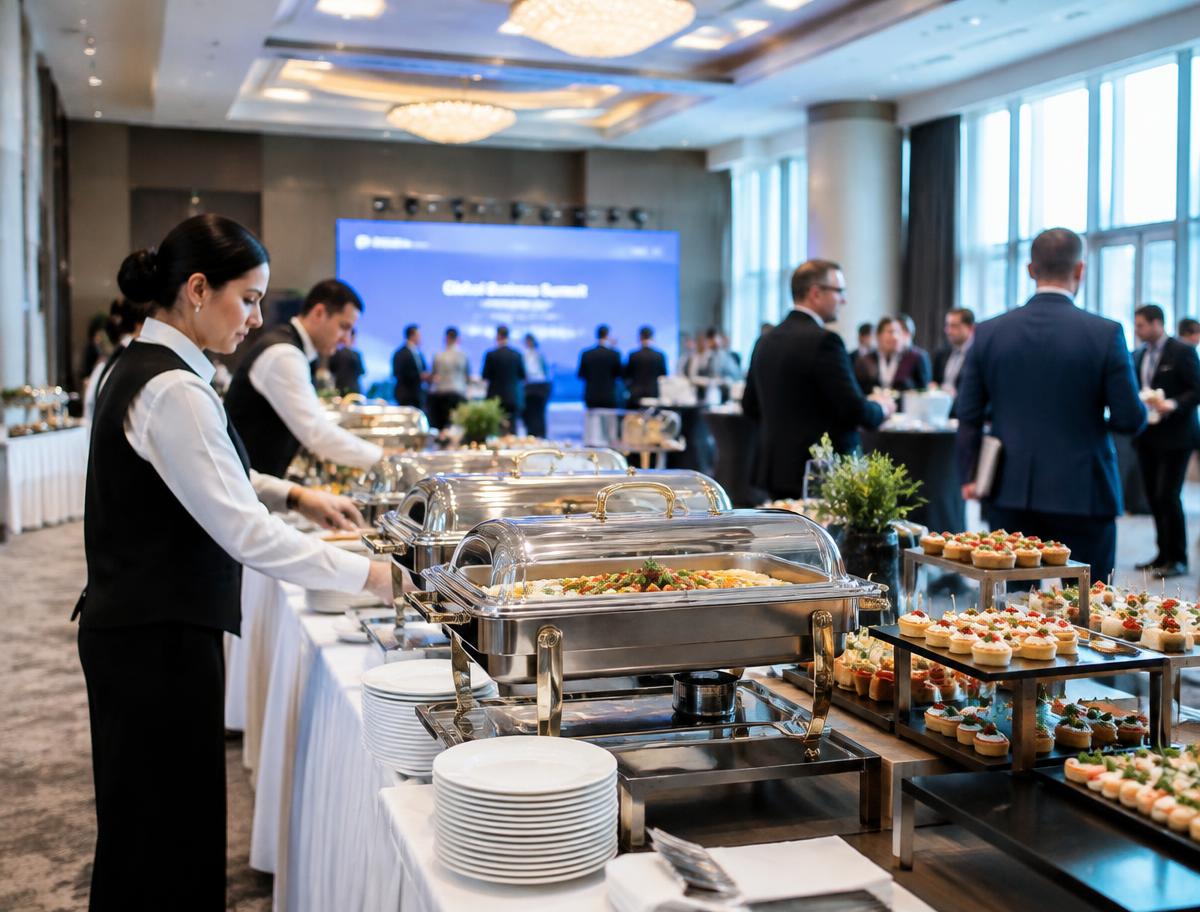 Corporate event catering setup